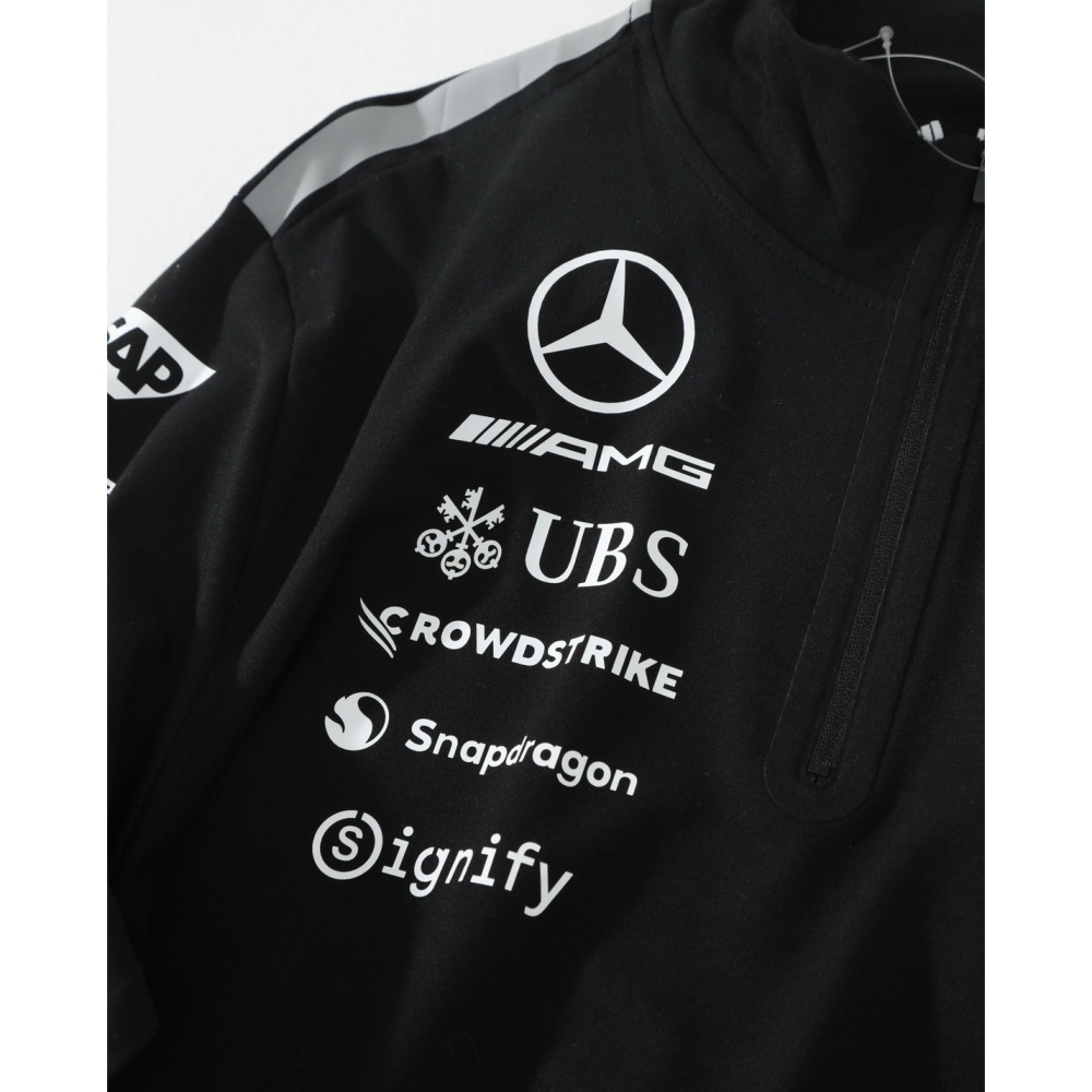 【LUNA-K】adidas x MERCEDES-AMG 聯名款半拉鍊V領長袖T 黑色＊S-XL。C60910-細節圖5