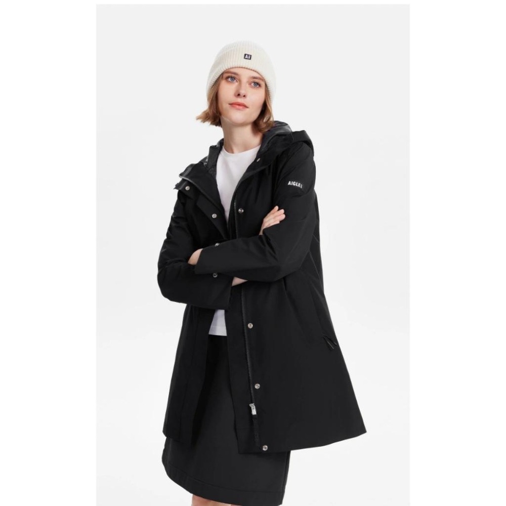 【玩衣櫥】AIGLE 艾高女士 長版gore-tex防風防雨外套 黑色 咖啡色＊S~L。50985A-細節圖3