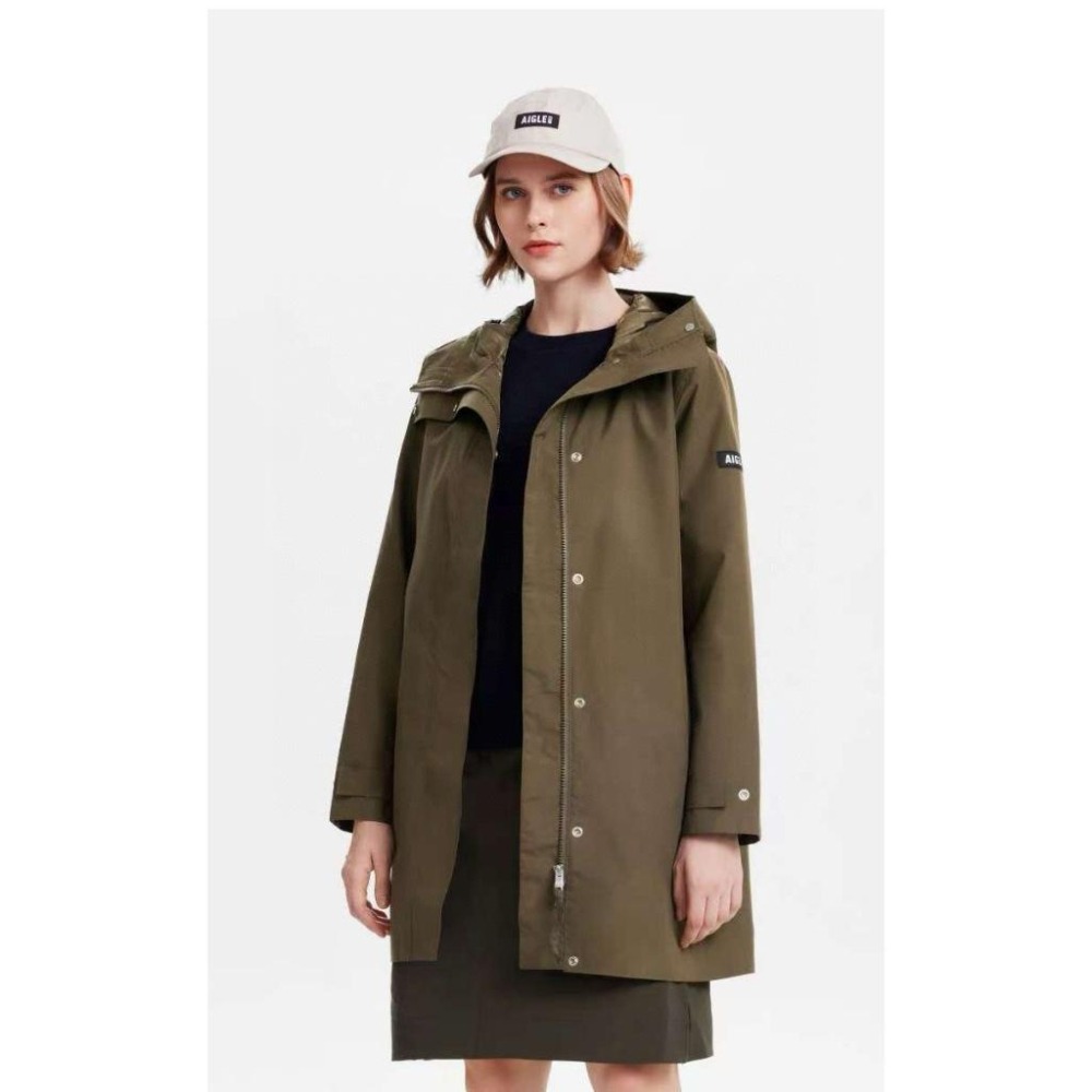 【玩衣櫥】AIGLE 艾高女士 長版gore-tex防風防雨外套 黑色 咖啡色＊S~L。50985A-細節圖4