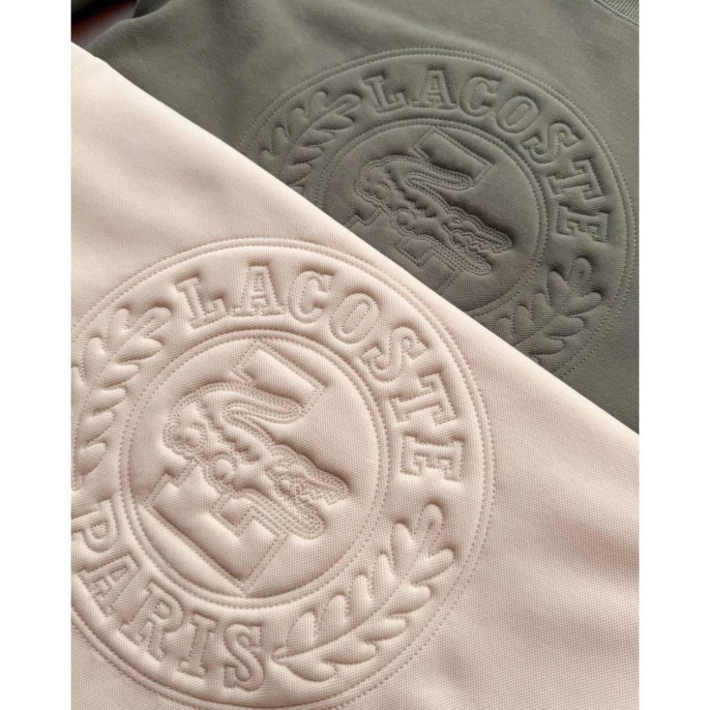 【玩衣櫥】Lecoste 休閒大學T恤男款 米白 軍綠＊M~2XL。51099A-細節圖4