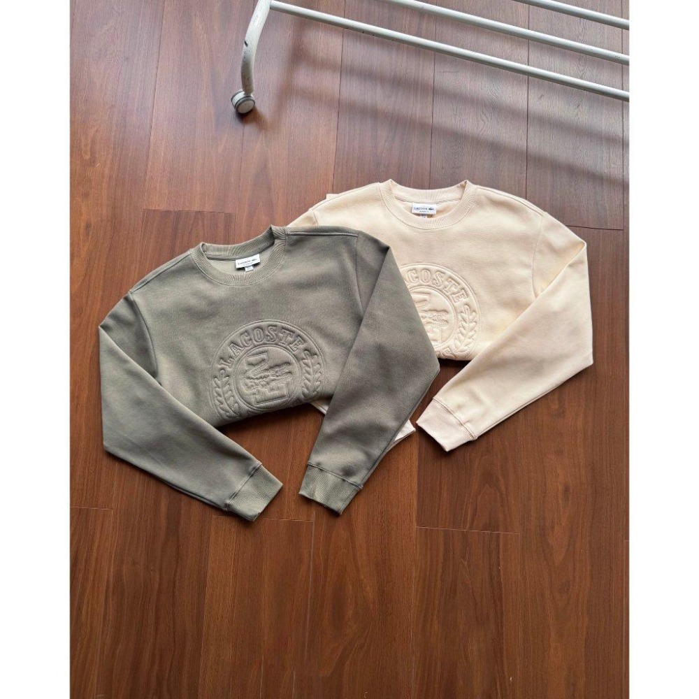 【玩衣櫥】Lecoste 休閒大學T恤男款 米白 軍綠＊M~2XL。51099A-細節圖6