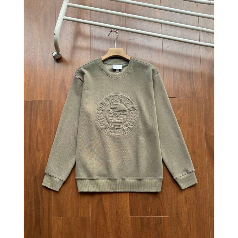 【玩衣櫥】Lecoste 休閒大學T恤男款 米白 軍綠＊M~2XL。51099A-細節圖8