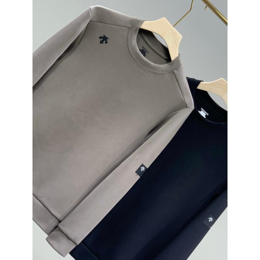 【玩衣櫥】DESCENTE 迪桑特 素面大學T恤 黑色 卡其＊L~4XL。50948A-細節圖6