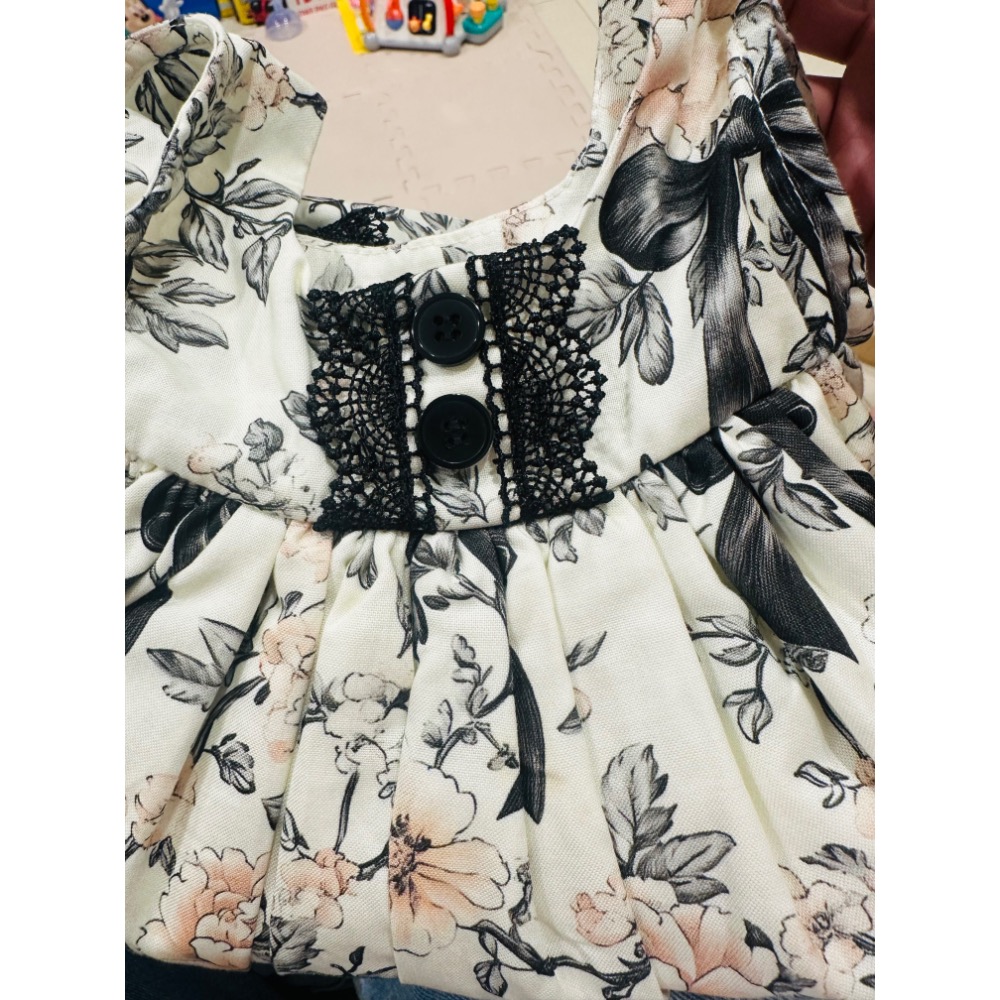 珍珠貝比 黑蝴蝶結重工s+滿滿蕾絲m+髮帶-細節圖2