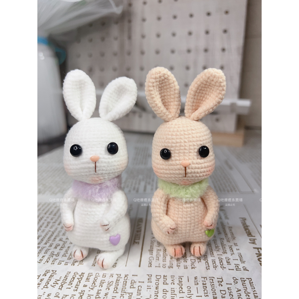 小白兔(微鉤娃娃)微鉤小棉仔線動物系列毛線編織公仔擺件-細節圖2