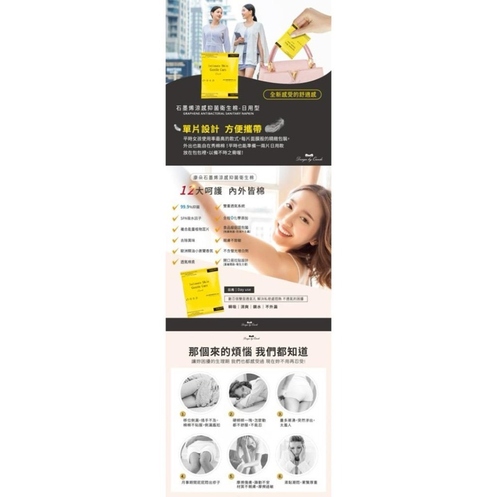MU 現貨 【康朵】石墨烯涼感抑菌衛生棉-日用型100入送20片-細節圖2