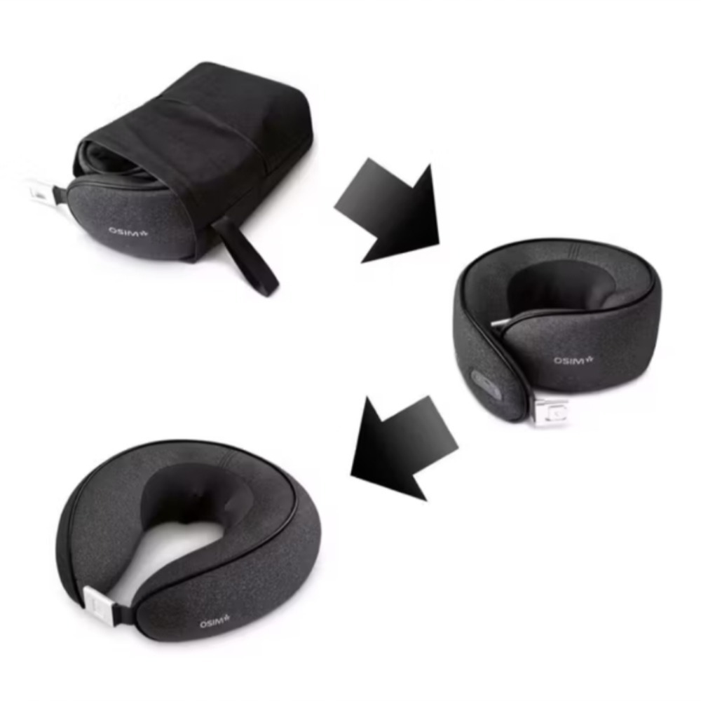 全新【OSIM】輕巧頸摩枕2 uNek 2 OS-191 黑灰色 自動充氣 按摩頸枕 頸部按摩器 飛機枕 旅行頸枕-細節圖3