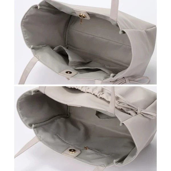 秋月堂 日本ALTROSE緞帶褶皺仿皮A4尺寸手提包 托特包 單肩包 3色 日本🇯🇵直送-細節圖7