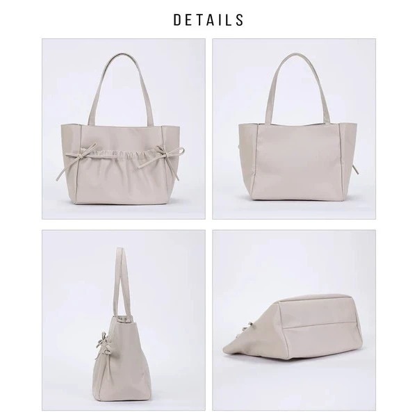 秋月堂 日本ALTROSE緞帶褶皺仿皮A4尺寸手提包 托特包 單肩包 3色 日本🇯🇵直送-細節圖9