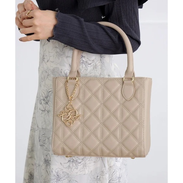 秋月堂 日本ALTROSE菱格絎縫硬盒托特包 手提包 肩背包 2色 日本🇯🇵直送-細節圖6