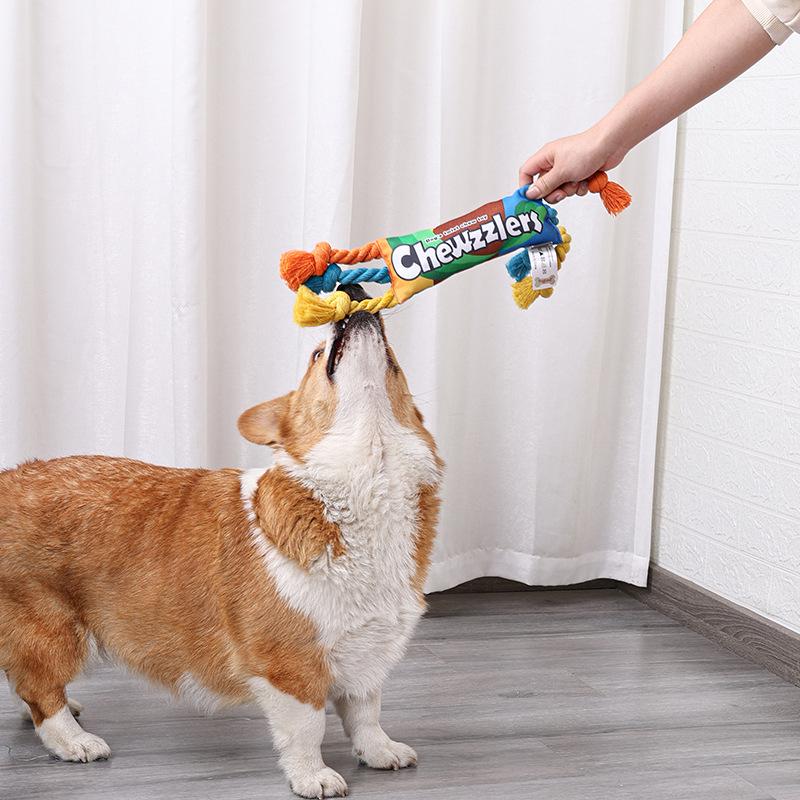 彩色糖果造型發聲玩具 繩結狗狗玩具-細節圖4