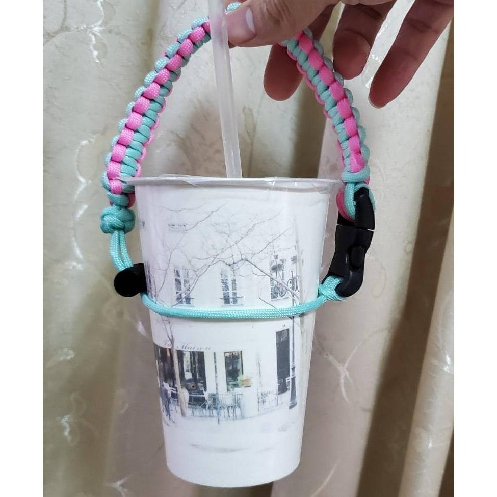 編織保特瓶 手搖飲料 保溫杯提帶 背帶-細節圖5