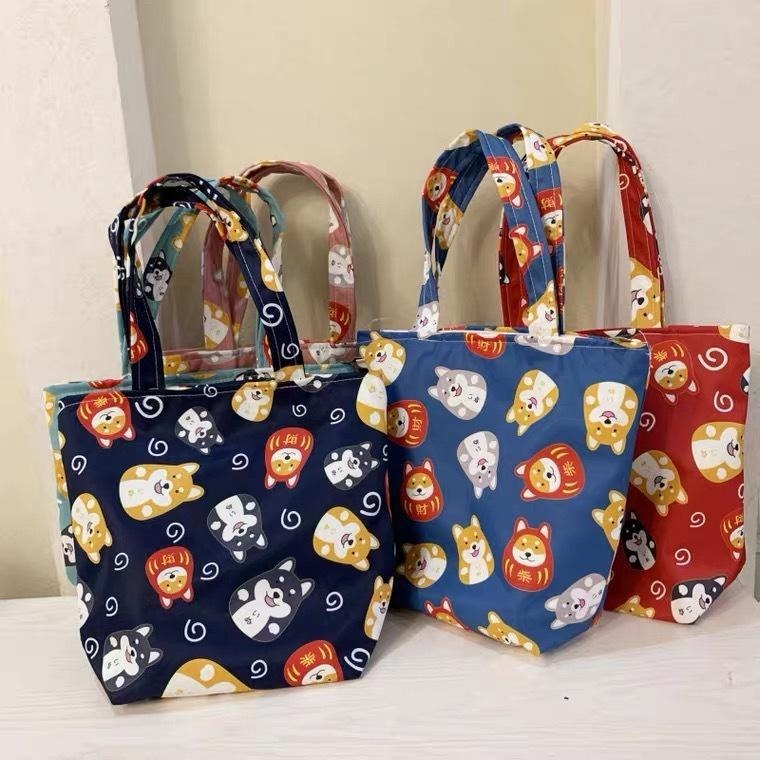 日系柴犬圖案拉鏈手提包 有內袋 好看小包包-細節圖7