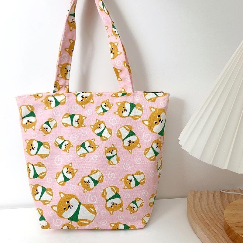 日系柴犬圖案拉鏈手提包 有內袋 好看小包包-細節圖8