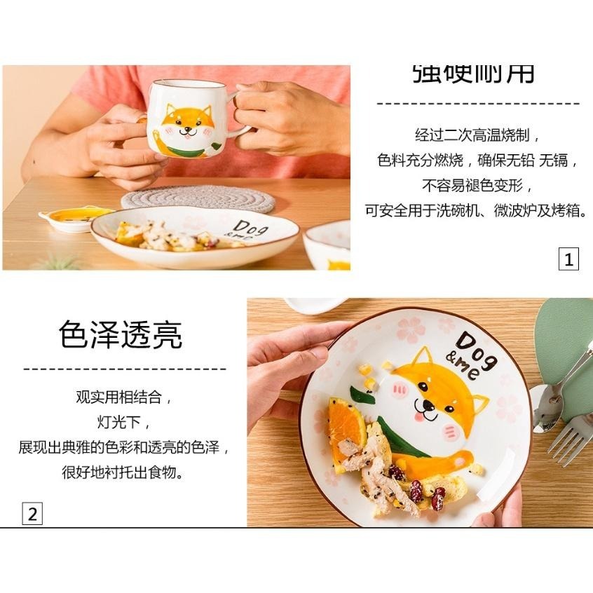 柴犬陶瓷餐具 手繪可愛柴犬圖案碗盤杯子醬油碟湯匙叉子-細節圖4