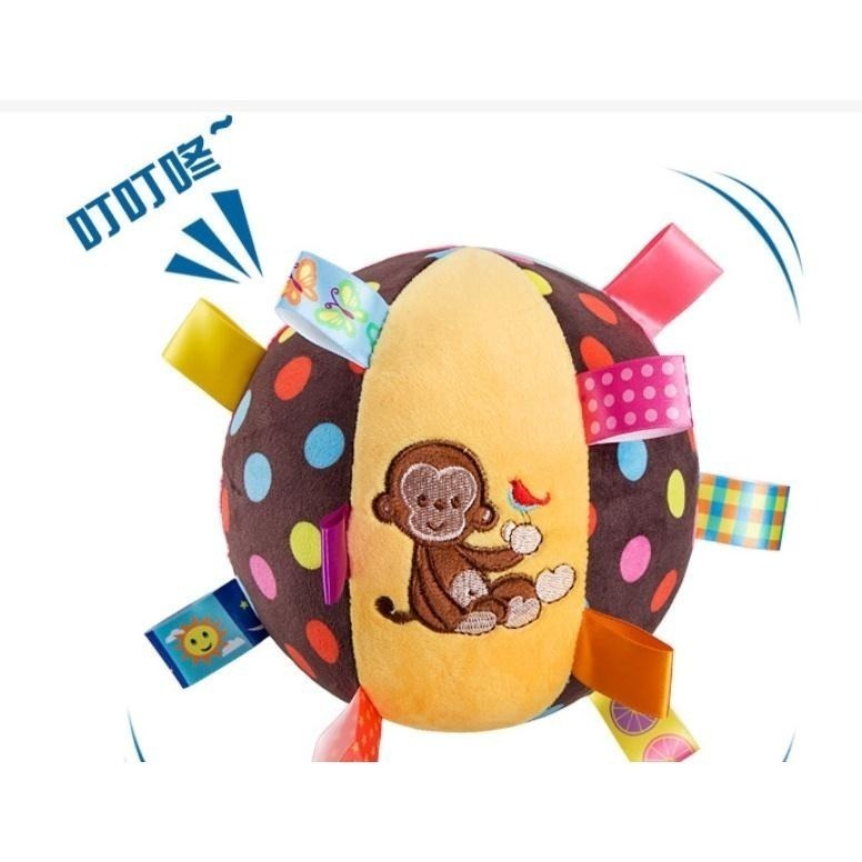 台灣出貨 鈴噹標籤布球 寵物玩具球 好玩的手抓球 有帶子更好咬-細節圖4