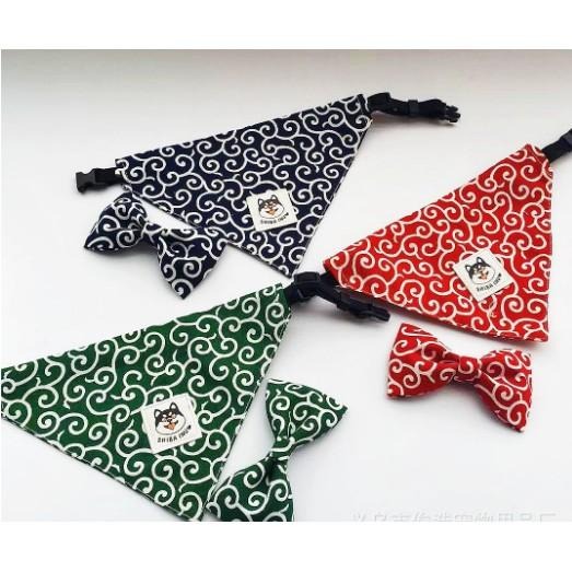 日式唐草紋寵物領巾項圈口水巾 狗狗三角巾-細節圖4