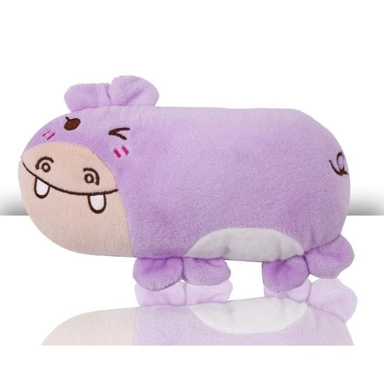 可愛寵物抱枕發聲玩具 毛絨玩具粉豬、棕熊、綠青蛙、紫河馬-細節圖3