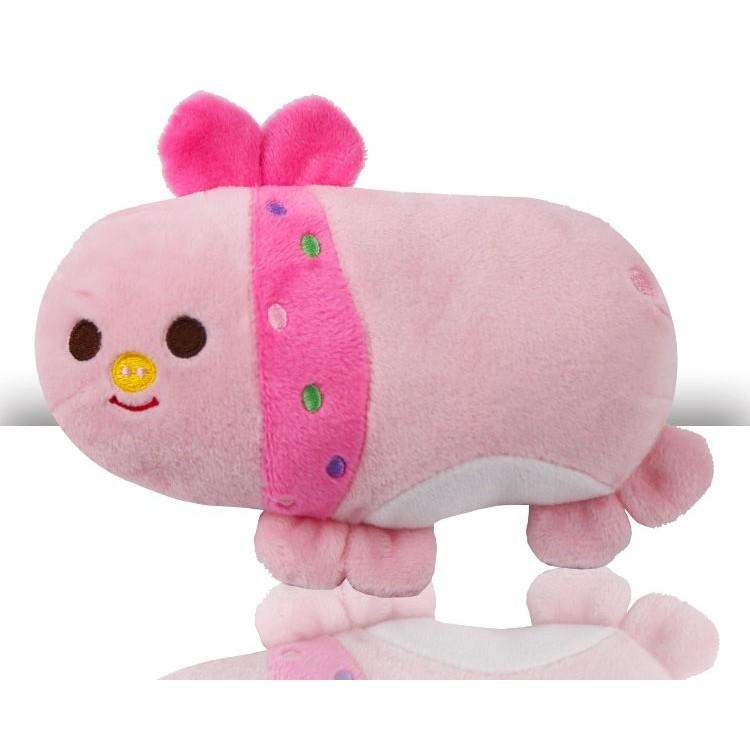 可愛寵物抱枕發聲玩具 毛絨玩具粉豬、棕熊、綠青蛙、紫河馬-細節圖5