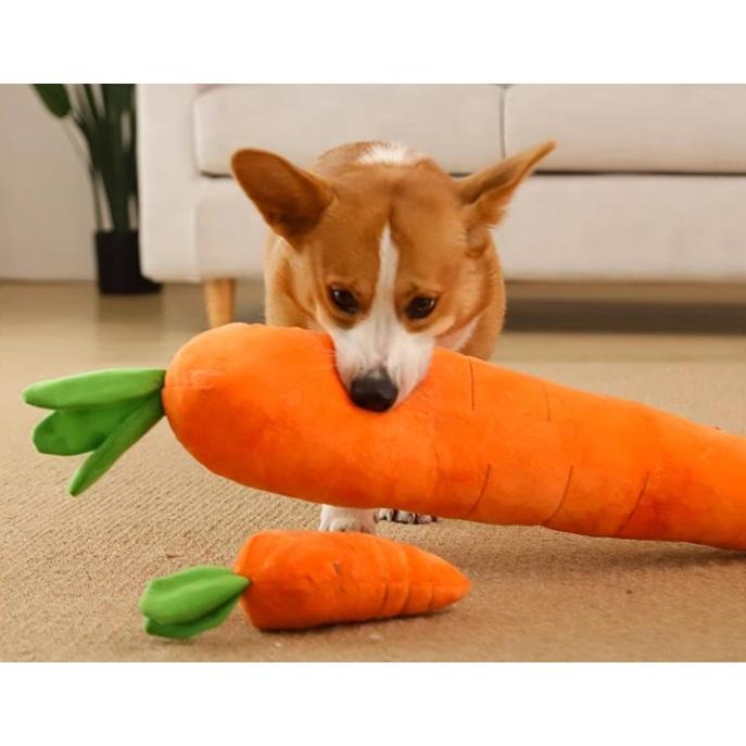 仿真大紅蘿蔔發聲玩具 寵物發泄玩具 葉子內有響紙-細節圖3
