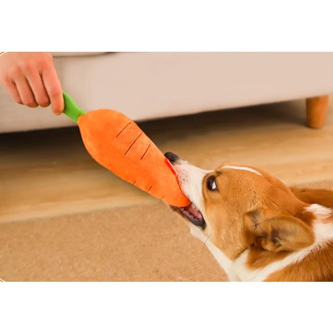 仿真大紅蘿蔔發聲玩具 寵物發泄玩具 葉子內有響紙-細節圖9