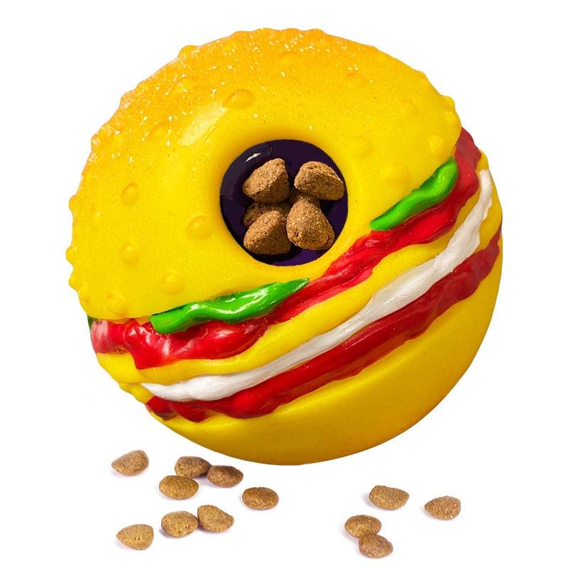 漢堡漏食發聲玩具球 寵物玩具球-細節圖2