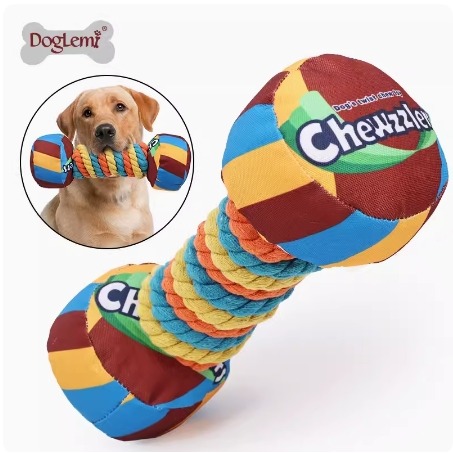 耐咬彩虹繩結發聲寵物玩具  彩虹糖果 彩虹球 彩虹啞鈴狗狗玩具-細節圖10