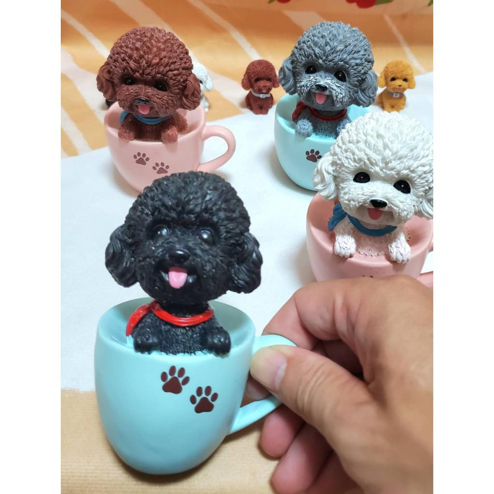 可愛貴賓狗茶杯犬公仔擺件搖頭泰迪犬 家居 書桌擺飾品-細節圖2