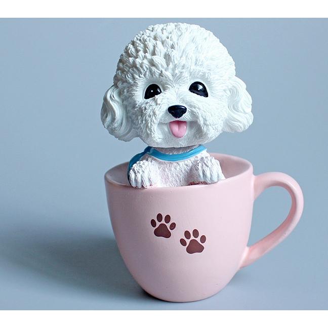 可愛貴賓狗茶杯犬公仔擺件搖頭泰迪犬 家居 書桌擺飾品-細節圖6