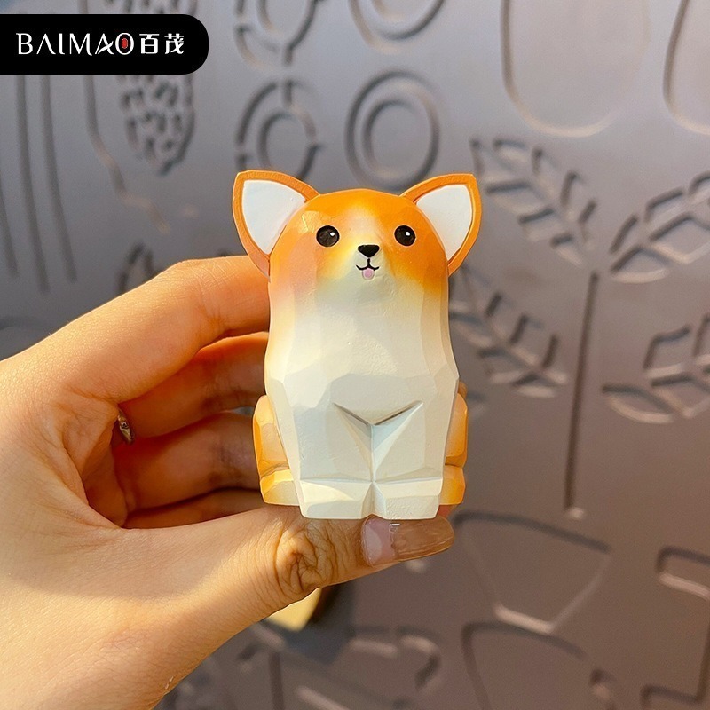 木雕風狗狗模型  可愛柴犬擺件 哈士奇 柯基擺飾 送禮物推薦-細節圖7