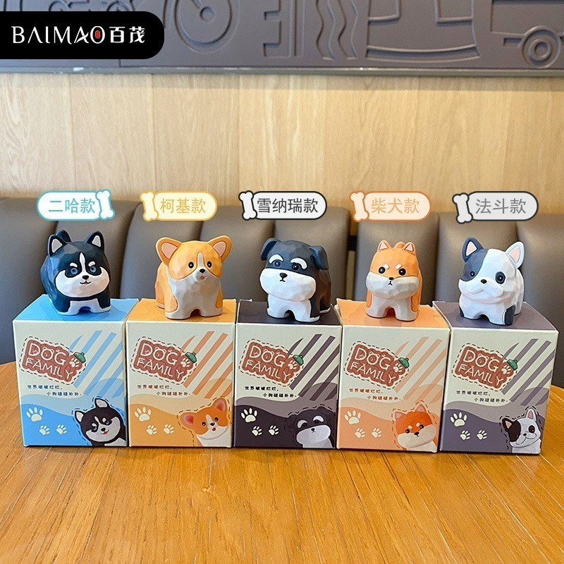 木雕風狗狗模型  可愛柴犬擺件 哈士奇 柯基擺飾 送禮物推薦-細節圖9