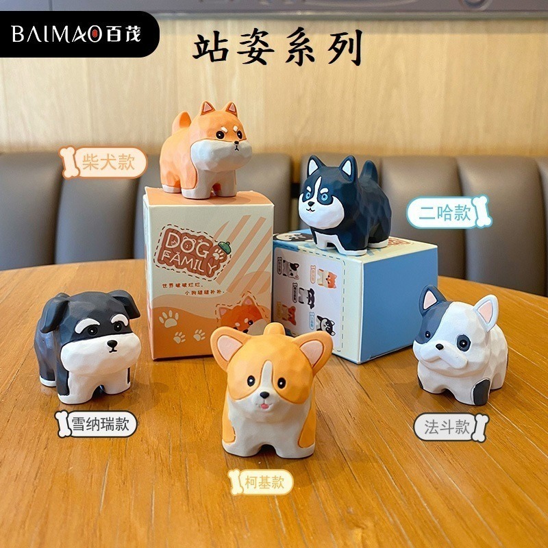 木雕風狗狗模型  可愛柴犬擺件 哈士奇 柯基擺飾 送禮物推薦-細節圖10