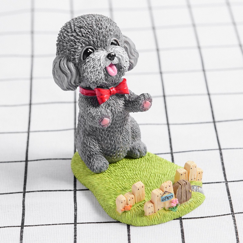 泰迪犬擺飾品 貴賓狗手機支架 好看又實用 泰迪公仔-細節圖6