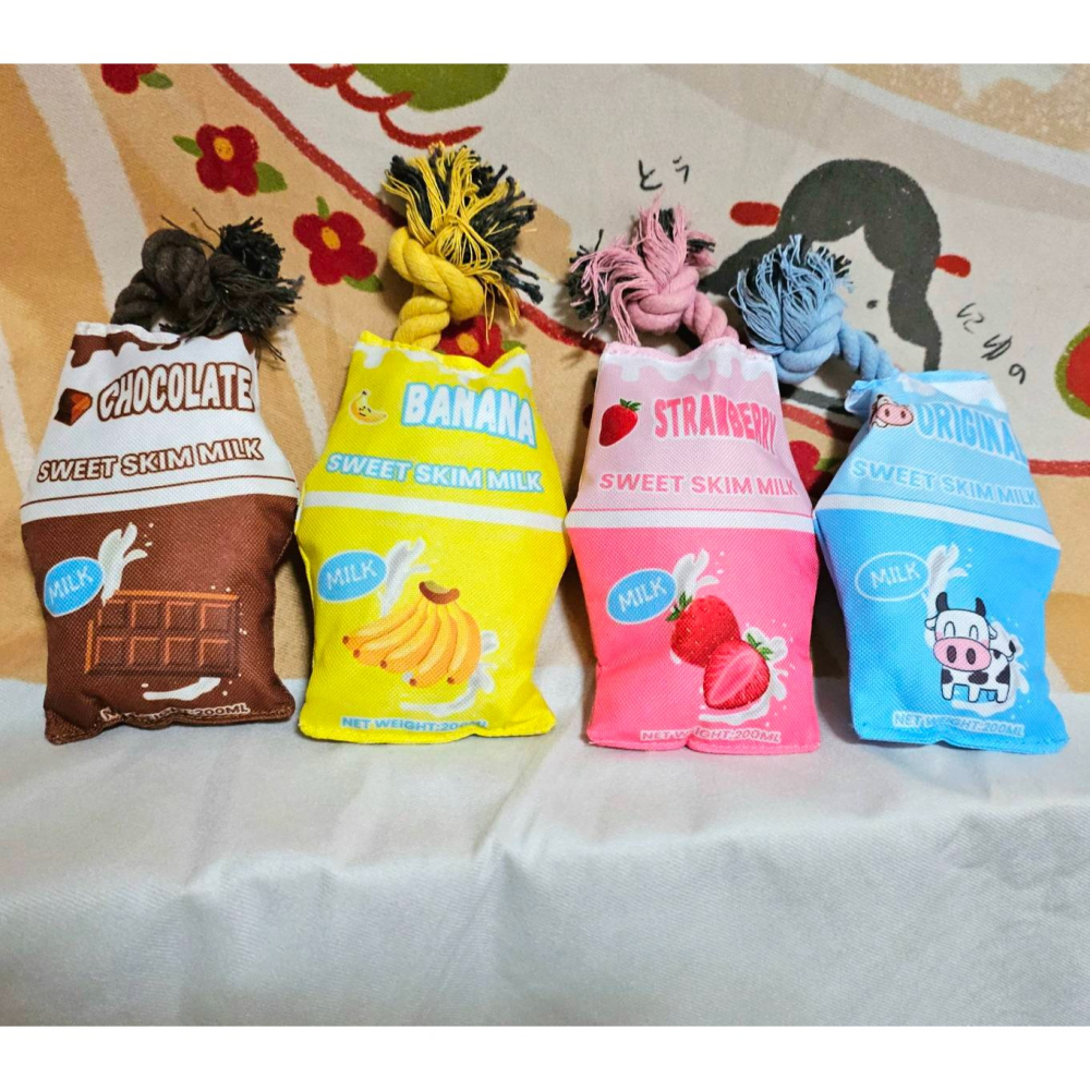 寵物發聲繩結玩具草莓 香蕉 巧克力 牛奶盒子 狗狗牛津布玩具-細節圖2