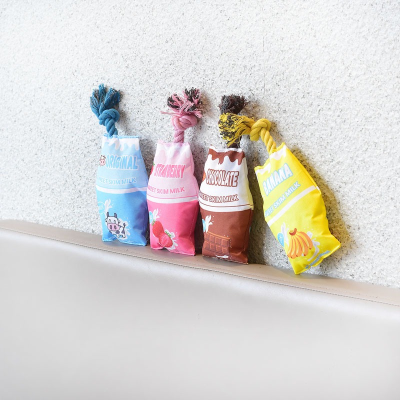 寵物發聲繩結玩具草莓 香蕉 巧克力 牛奶盒子 狗狗牛津布玩具-細節圖4