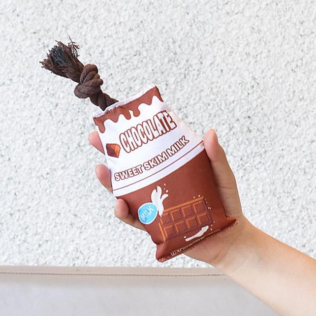 寵物發聲繩結玩具草莓 香蕉 巧克力 牛奶盒子 狗狗牛津布玩具-規格圖8