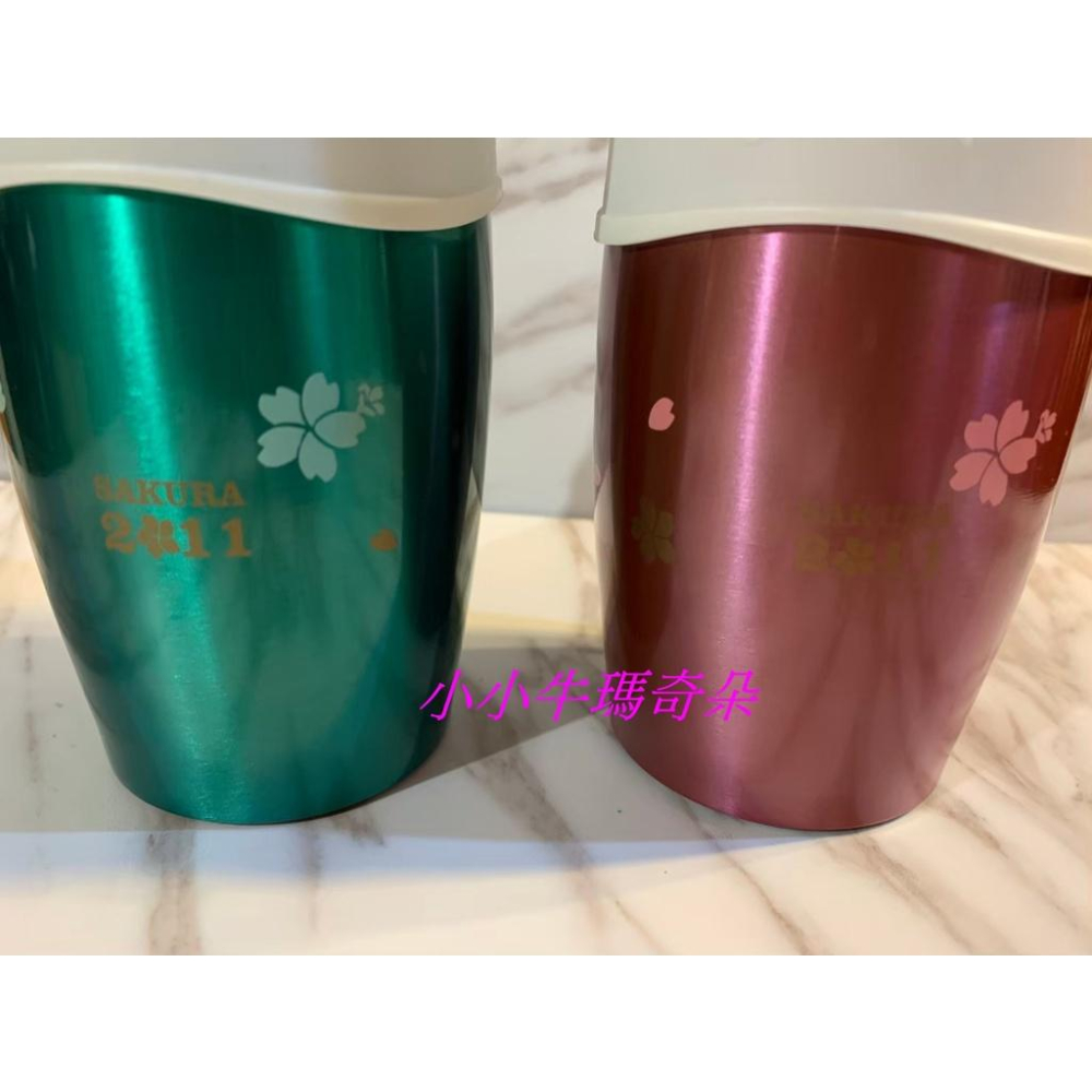 賣家收藏~小小牛瑪奇朵~全新日本(Starbucks)星巴克2011櫻花不銹鋼保溫杯-細節圖3