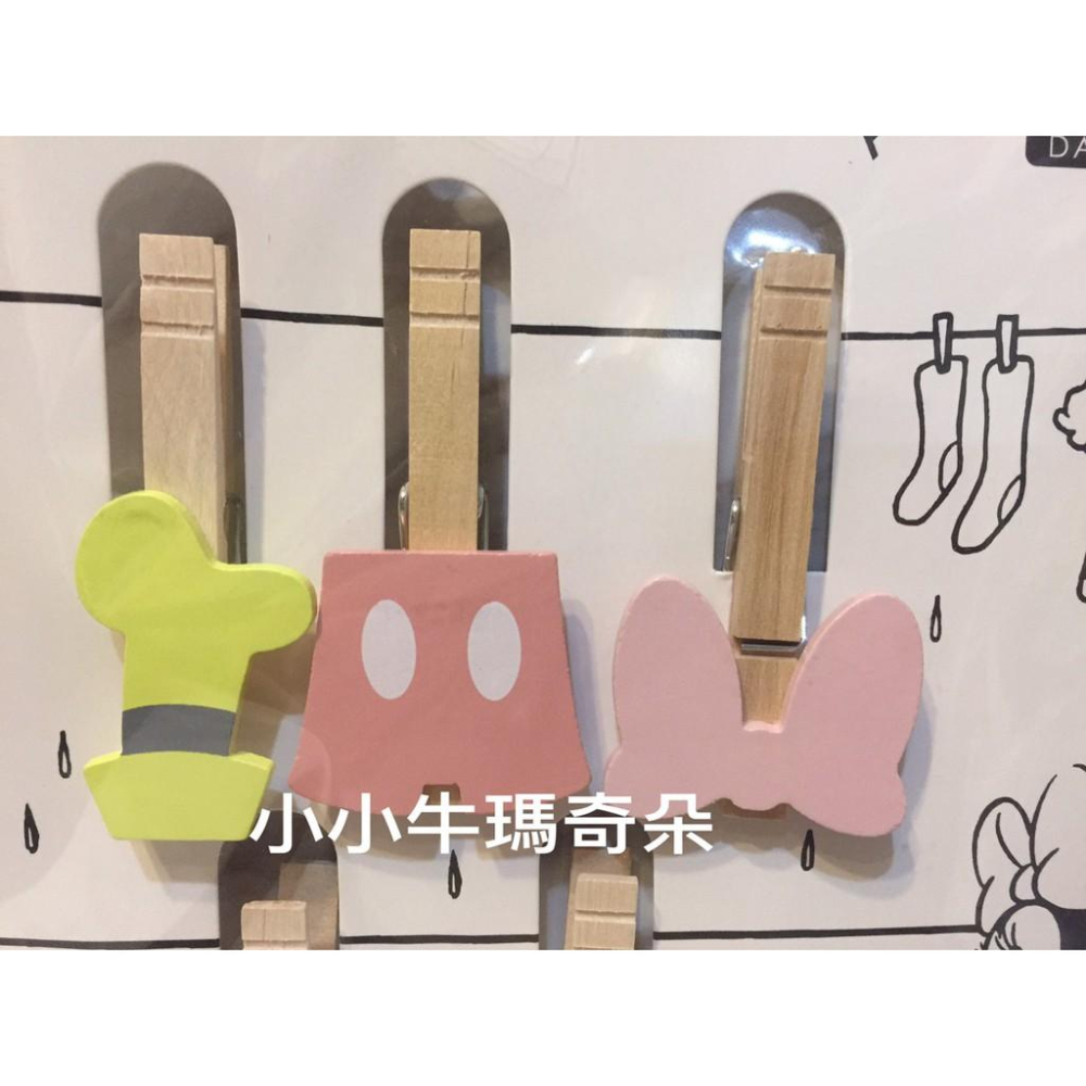 ~小小牛瑪奇朵~日本迪士尼米奇 米妮木製曬衣夾 memo夾-細節圖2