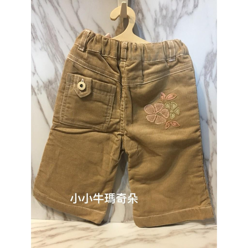~出清~小小牛瑪奇朵~ZARA BABY系列 小女娃繡花絨布長褲(褲頭鬆緊度可調整)-細節圖2