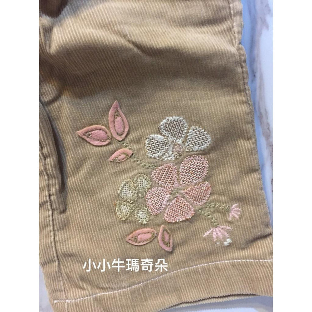 ~出清~小小牛瑪奇朵~ZARA BABY系列 小女娃繡花絨布長褲(褲頭鬆緊度可調整)-細節圖3