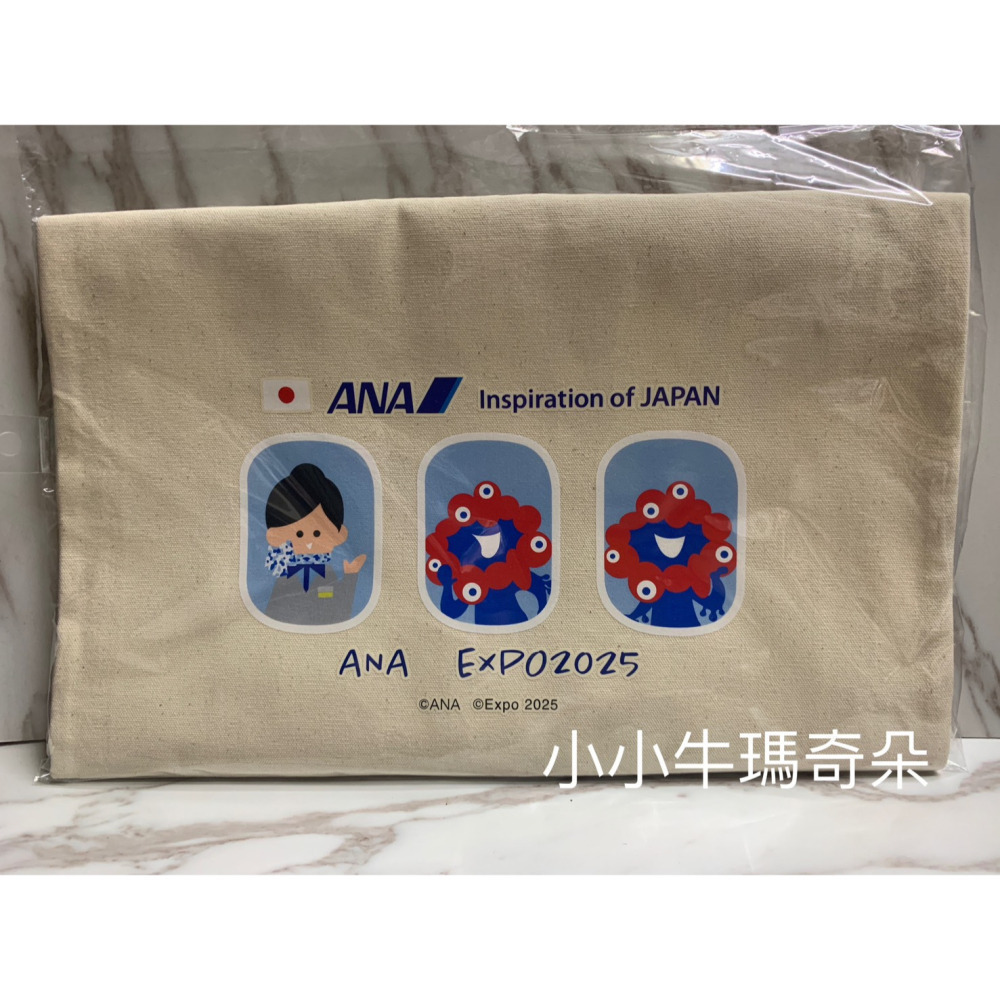 ~小小牛瑪奇朵~ANA全日空航空& 2025日本EXPO大阪關西萬博世博會吉祥物脈脈聯名款帆布包手提袋 貼紙 鑰匙圈-細節圖2