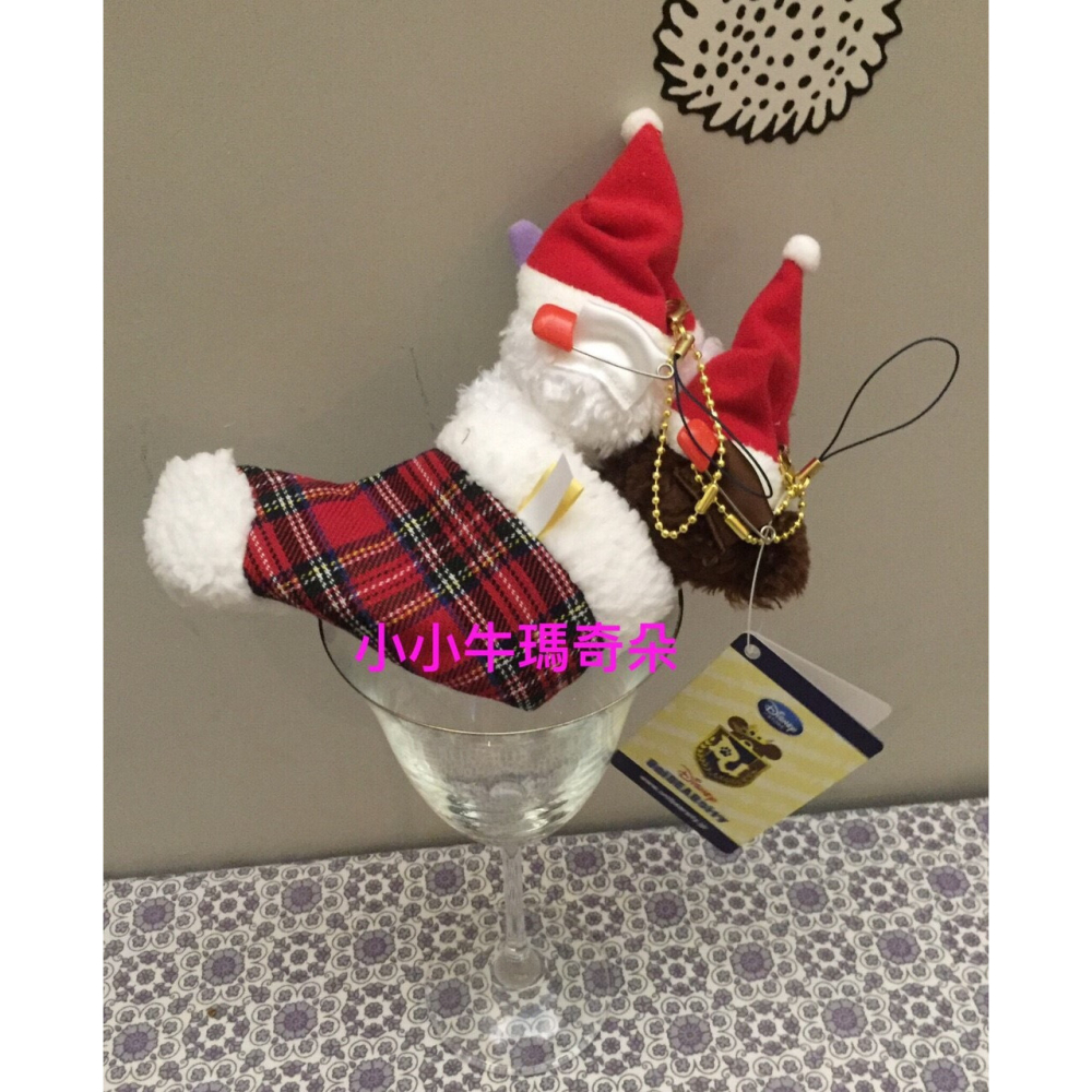~小小牛瑪奇朵~日本東京迪士尼unibearsity大學熊布丁帕妃聖誕襪造型吊飾/吊鍊-細節圖2
