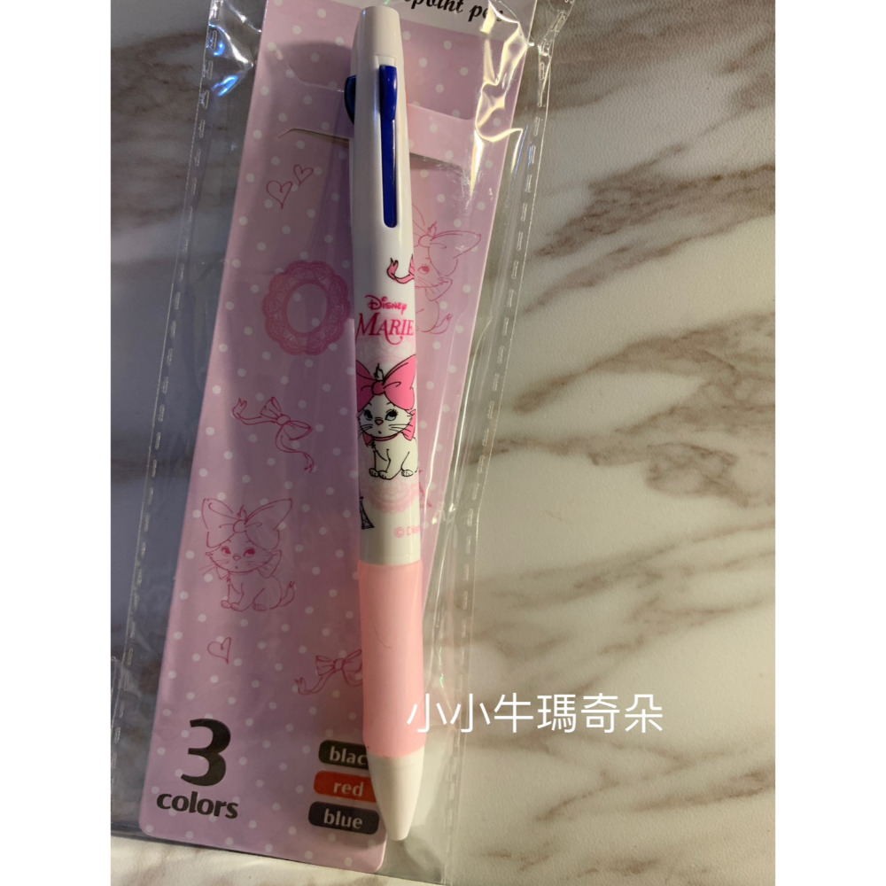 ~小小牛瑪奇朵~迪士尼授權 瑪麗貓 marie & 米奇 米老鼠mickey mouse 0.7mm油性三色筆 黑紅藍-規格圖3