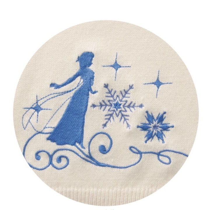 ~小小牛瑪奇朵~日本迪士尼公主系列冰雪奇緣 艾莎白色針織小外套 開襟衫-細節圖4