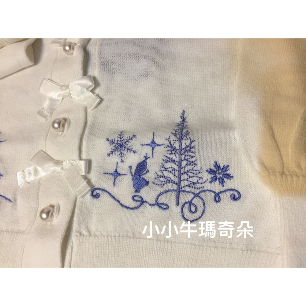 ~小小牛瑪奇朵~日本迪士尼公主系列冰雪奇緣 艾莎白色針織小外套 開襟衫-細節圖8