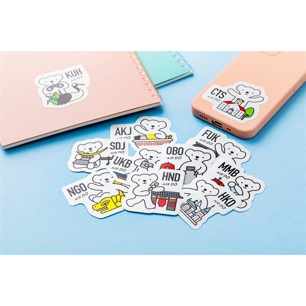 ~小小牛瑪奇朵~AIRDO北海道航空 小白熊 就航地 目的地機場代碼貼紙組-細節圖3