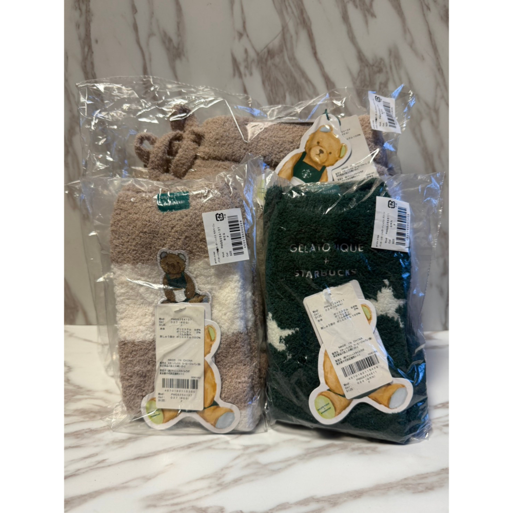 ~小小牛瑪奇朵~日本STARBUCKS星巴克 &  Gelato Pique 聯名款商品 毛茸茸長褲 襪子-細節圖2