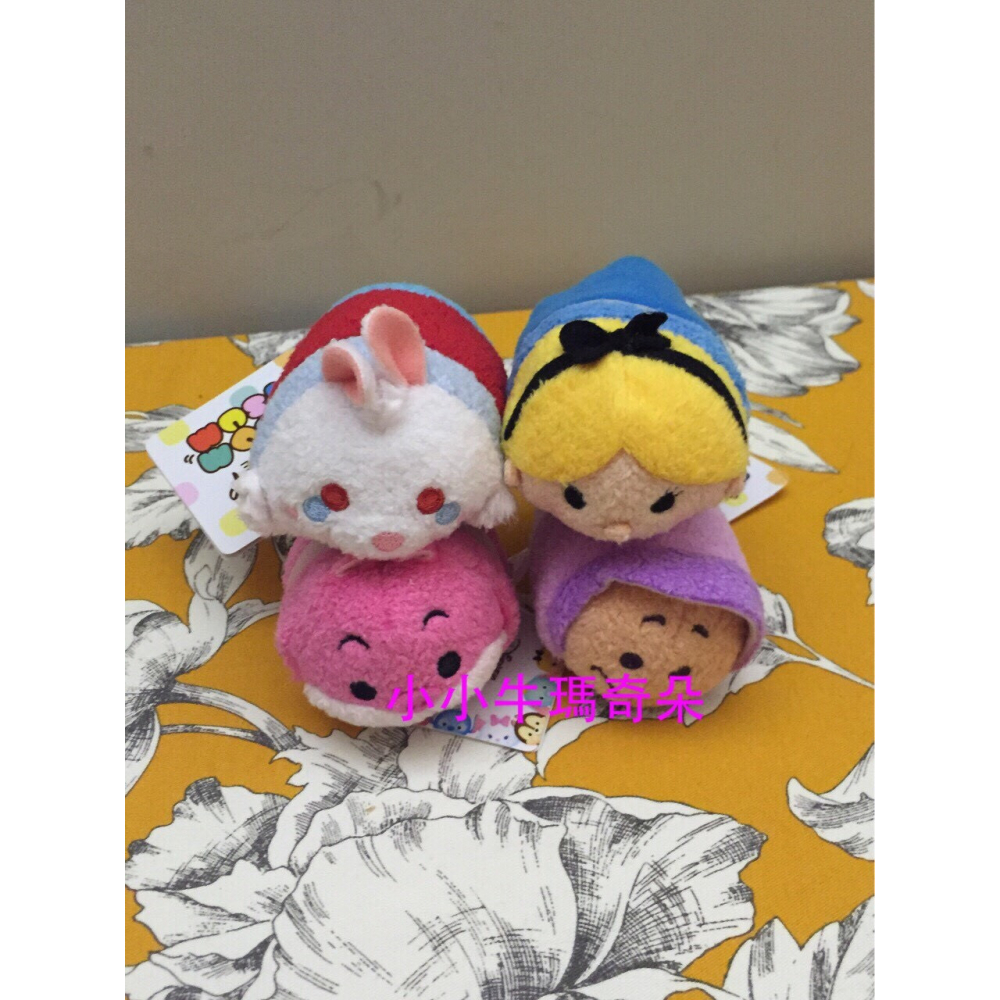 ~小小牛瑪奇朵~日本東京迪士尼TSUM TSUM S號愛莉絲系列組(白兔先生、蛤蜊媽媽、愛麗絲、柴郡貓)-細節圖2