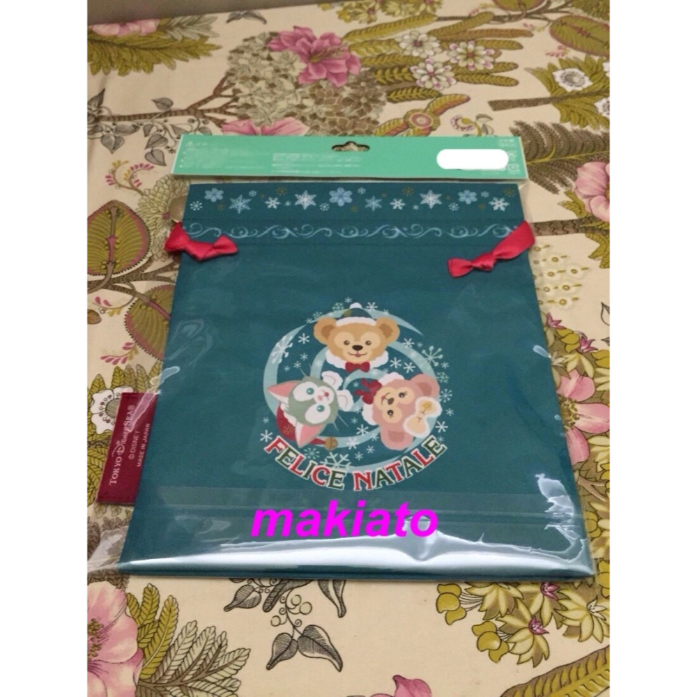~小小牛瑪奇朵~2014日本海洋迪士尼達菲Duffy雪莉玫 ShellieMay聖誕節商品雪白手套 束口袋-細節圖4