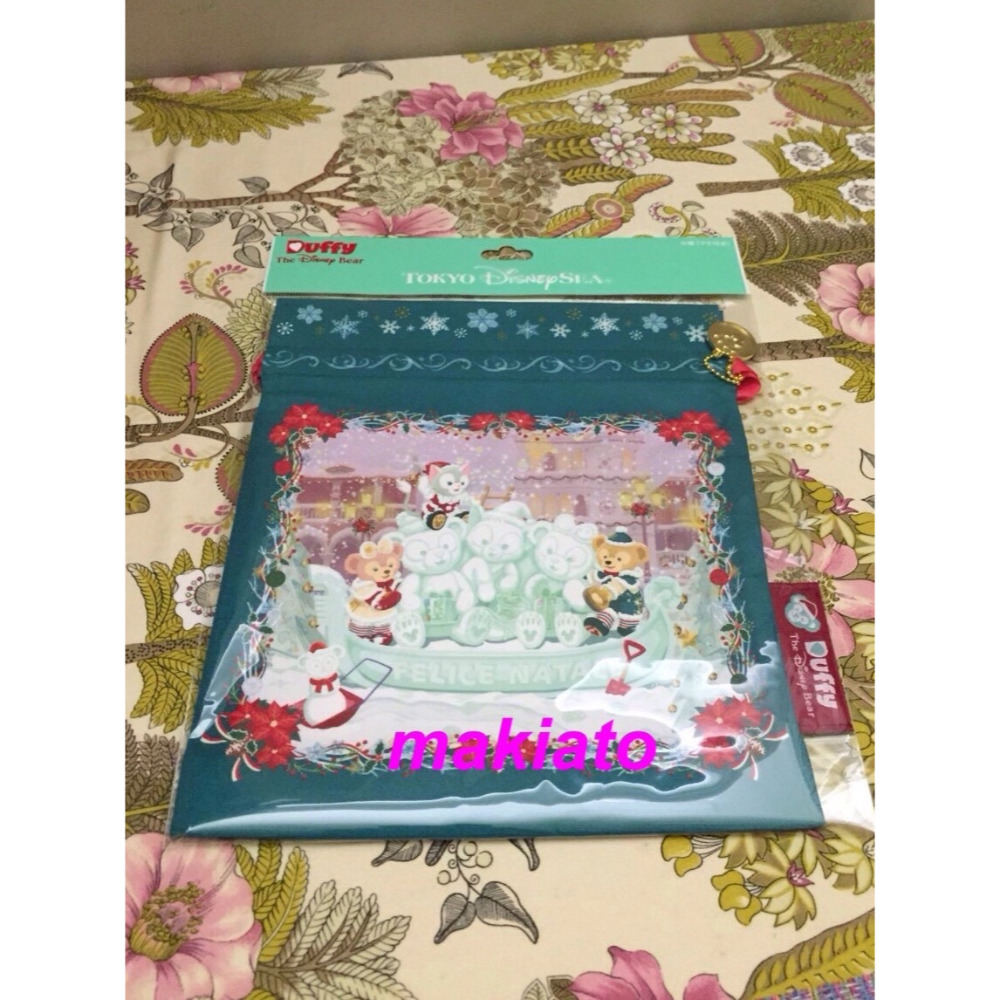 ~小小牛瑪奇朵~2014日本海洋迪士尼達菲Duffy雪莉玫 ShellieMay聖誕節商品雪白手套 束口袋-規格圖4
